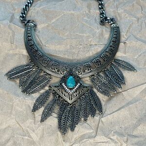 Tribal Style Plate Statement Necklace